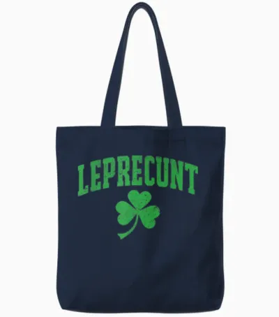 Leprecunt St Patricks Day Women's Leprecunt Irish Shamrock Tote Bags - Navy