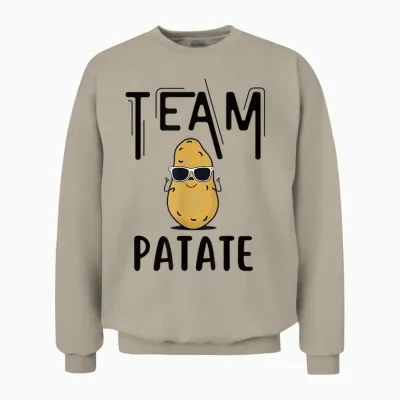 Team Potato Funny Gift Cute Fast Food Humor Fries T-Shirt, Grey, S Unisex Sweatshirt - Sand
