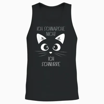 Sleep Shirt with German Text "ich Schnarche Nicht, Ich Schnurre" Cat T-Shirt, Black Unisex Tank Top - Black