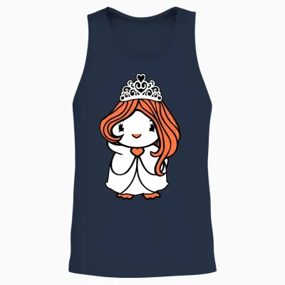 Bird Princess Queen Lady Woman Dress Crown Sweet Unisex Tank Top - Navy