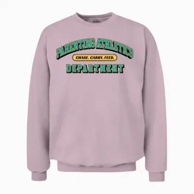 Parenting Athletics – Chase Carry Feed Unisex Sweatshirt - Light Pink