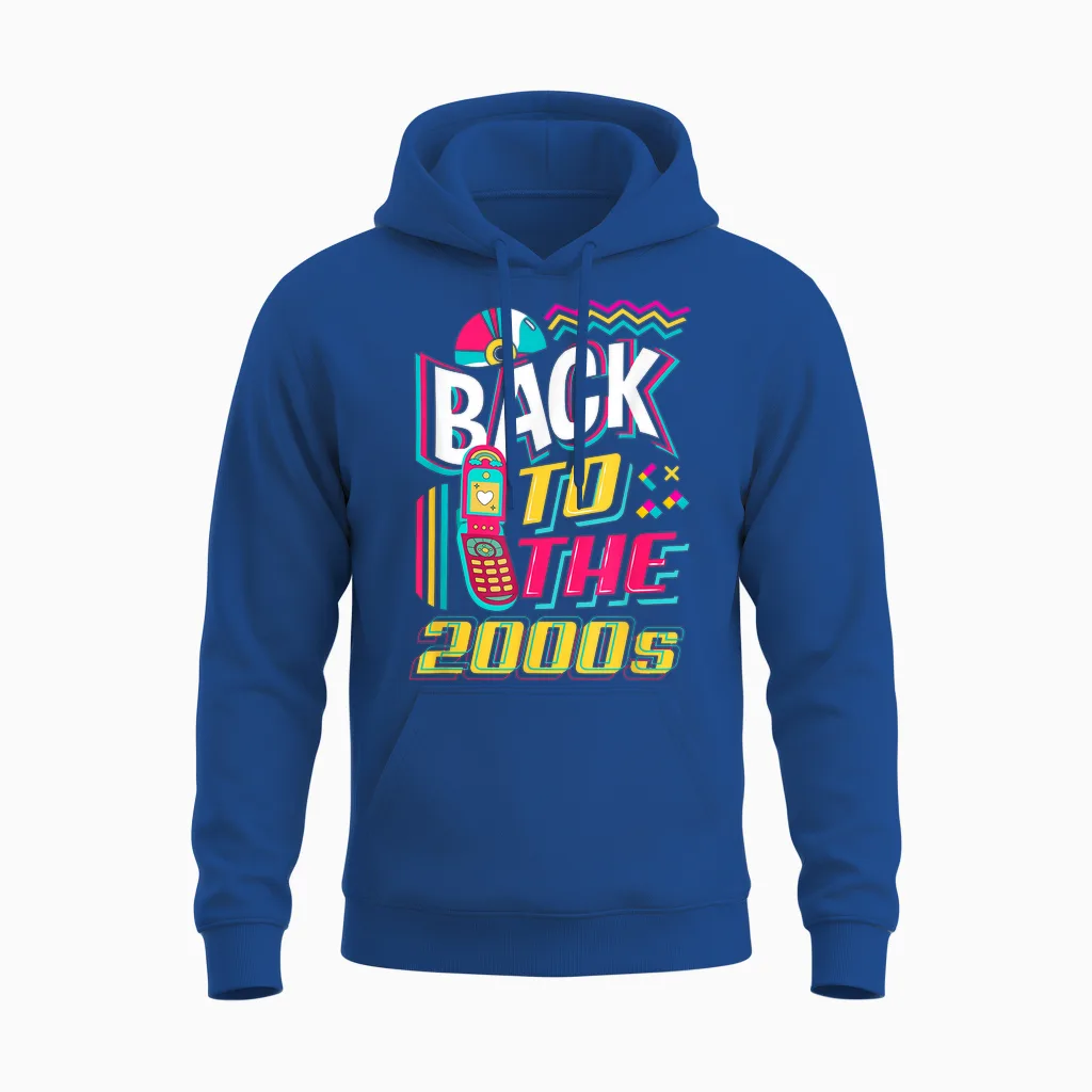 Back to the 2000s Vintage Two Thousand Retro 00s T-Shirt, Black, S Unisex Hoodie in Royal