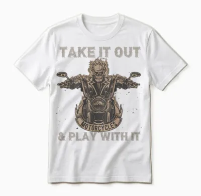 Funny Biker Skeleton Motorcycle Rider - Back Print Unisex T-Shirt - White