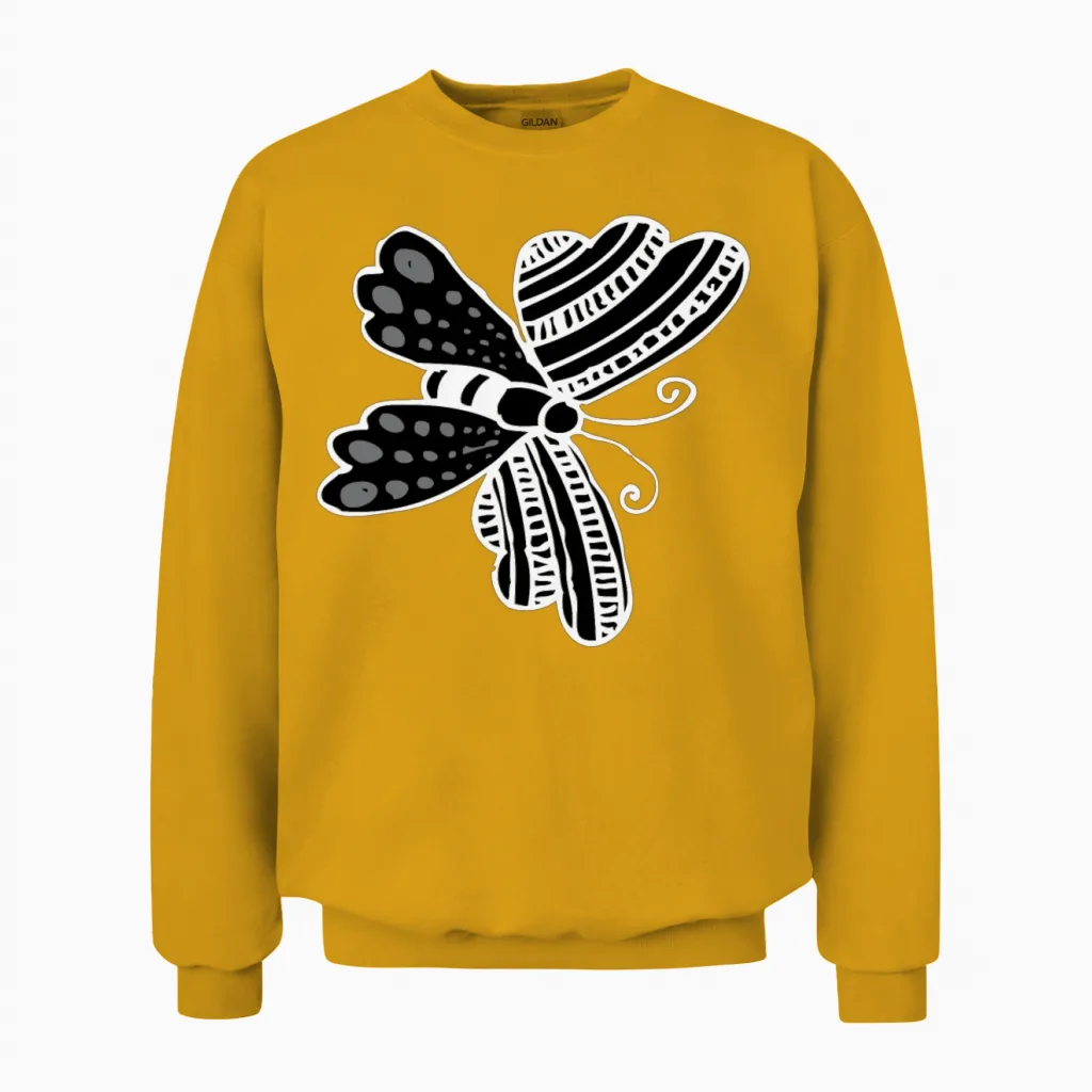 Butterfly Funny Unisex Sweatshirt in Gold