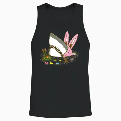 The Easter Shark, Funny Easter,cute Bunny in Shark Unisex Tank Top - Black
