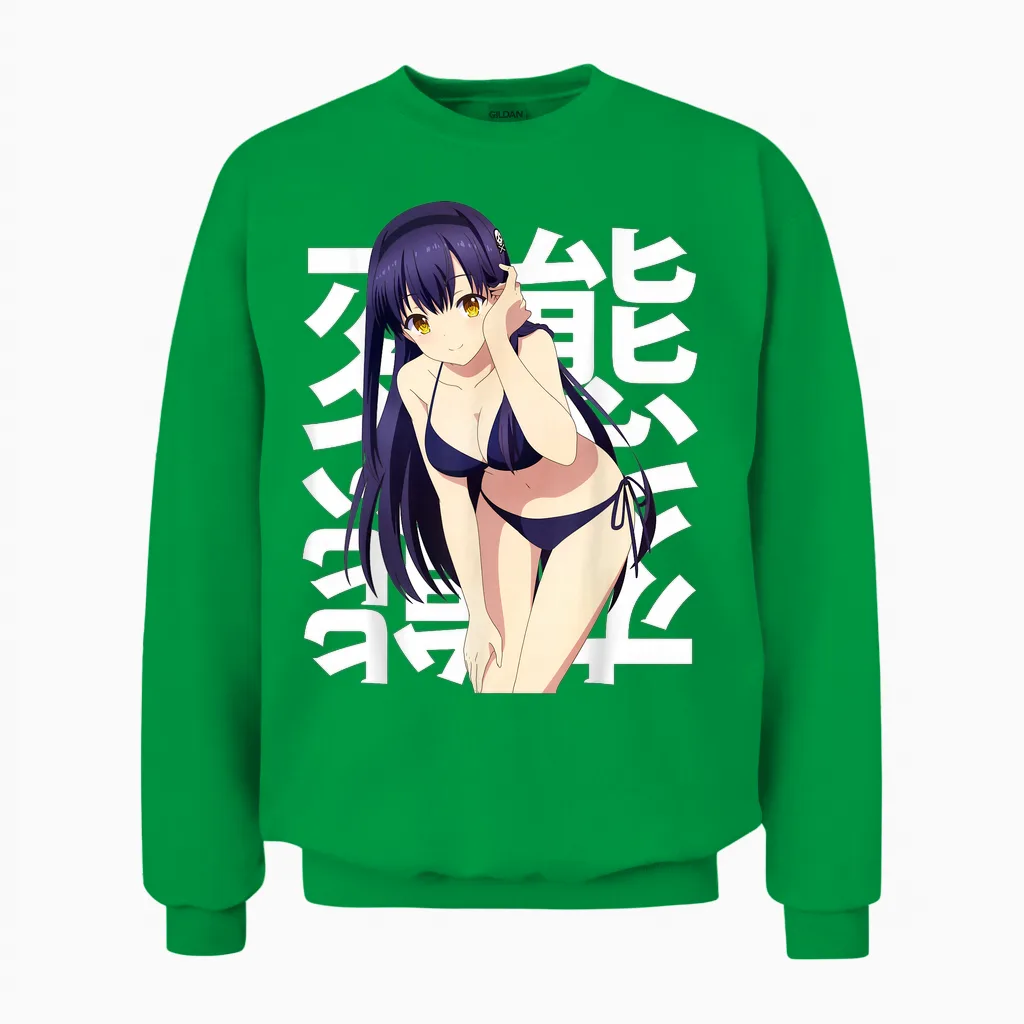 Cosplay Animé Belle Fille Obscène Et Mignonne Kawaii Waifu Otaku Unisex Sweatshirt in Irish Green