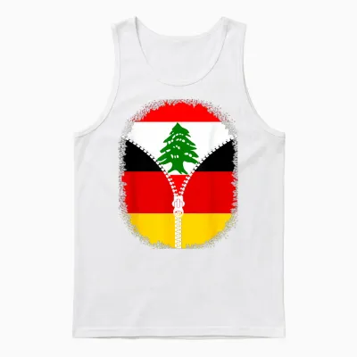 Libanon-Deutschland-Flagge, Libanesischer Deutscher Reißverschluss Unisex Tank Top - White