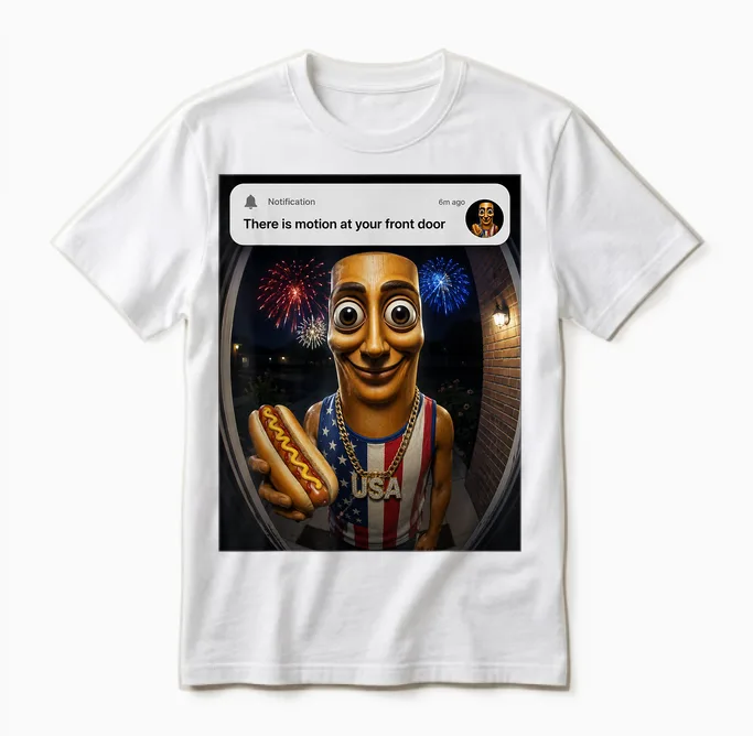 Tung Tung Tung Sahur Fourth of July Brianrot Unisex T-Shirt in White