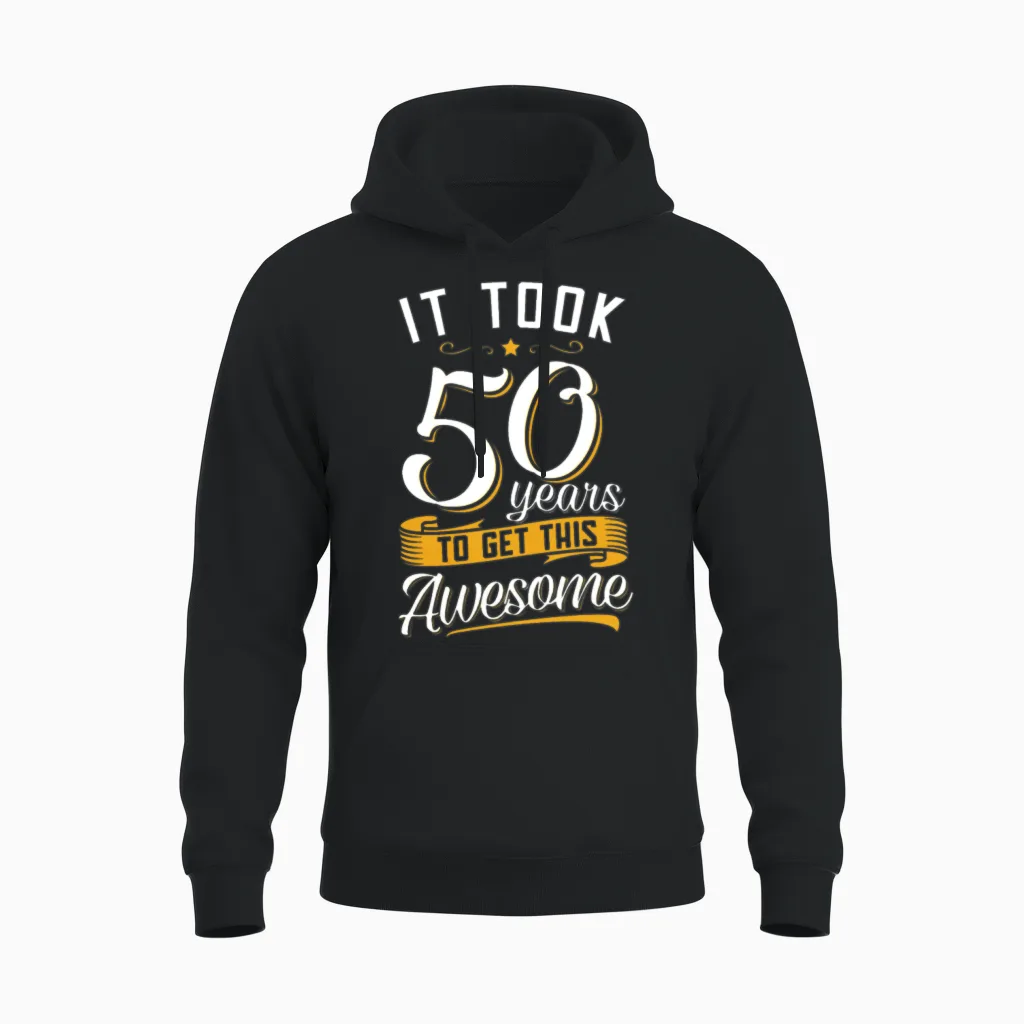 Awesome 50th Birthday Tshirt and Gift Unisex Hoodie in Black