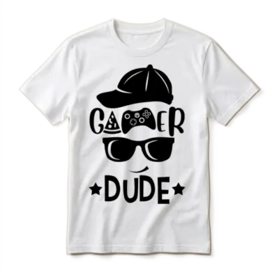 Gamer Dude Funny Unisex T-Shirt - White