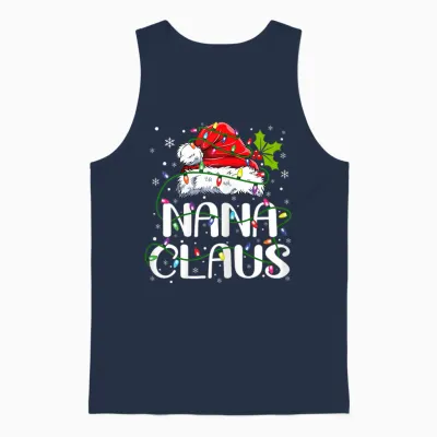 Nana Claus Christmas Lights Pajama Family Matching Unisex Tank Top - Navy
