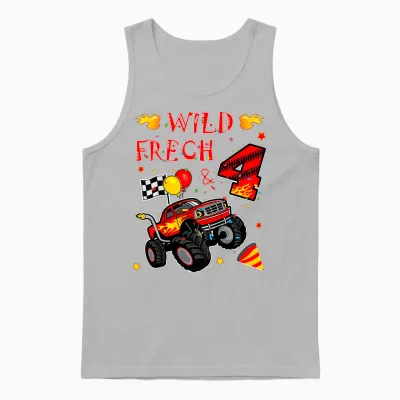 Children's Birthday Monster Truck - Wild Cheeky and Four - Boy 4 T-Shirt, Black Unisex Tank Top - Ash