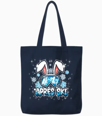 Cool Apres-Ski Crew Spruch Bunny Ski-Hase Sekt Prosecco Beer Tote Bags - Navy