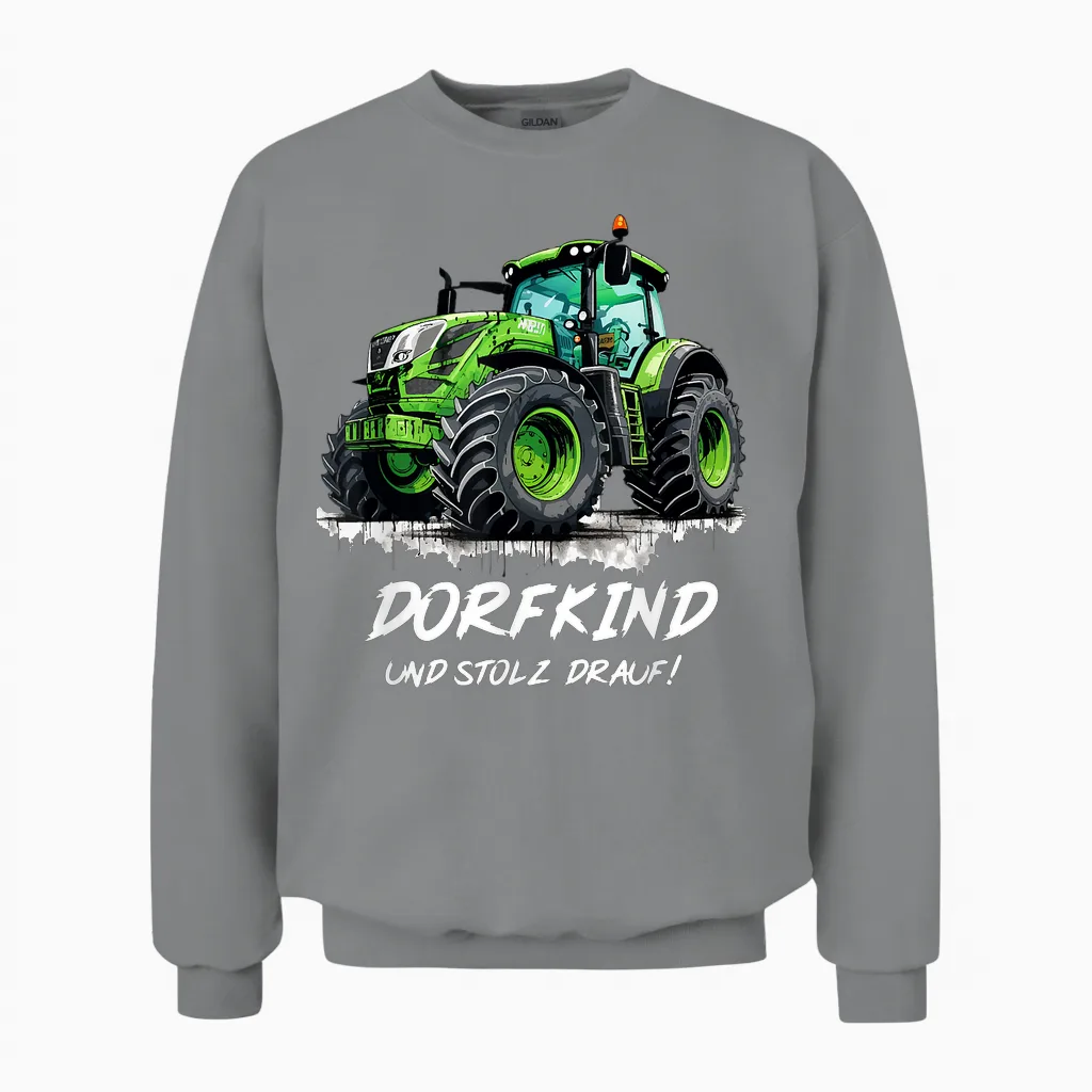Dorfkind Traktor Design Landwirt & Bauern Trecker Geschenk Unisex Sweatshirt in Sport Grey