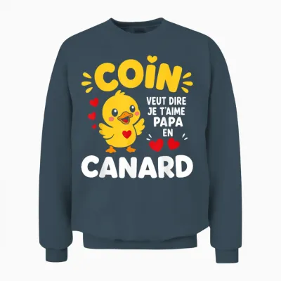 Enfant Coin Fête Des Pères Humour Canard Je T'aime Papa Unisex Sweatshirt - Dark Heather