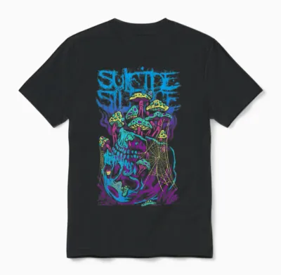 Suicide Silence - Offizielles Merchandise - Pilz T-Shirt Schwarz Unisex Erwachsene Klein Eu S Crew-Ausschnitt Kurzarm Klassisch Pull-On Polyester 100% Imported Unisex T-Shirt - Black