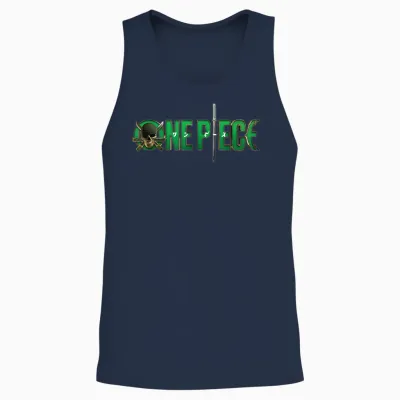 One Piece Graphic Skull Zoro Anime T-Shirt, Black, S Unisex Tank Top - Navy