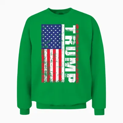 Président Donald Trump Drapeau Américain Vintage Pro Trump Unisex Sweatshirt - Irish Green
