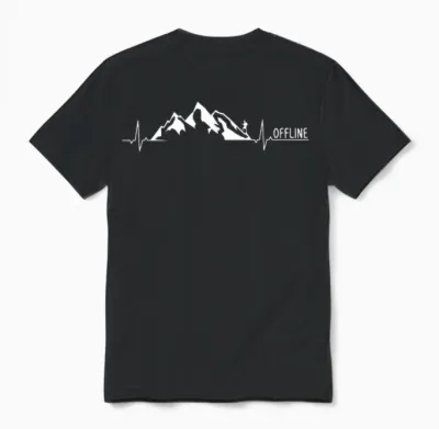 Offline Wandern Berg Bergsteiger Wanderausflug Herzschlag Unisex T-Shirt - Black