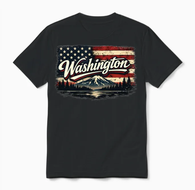 Retro Washington Unisex T-Shirt in Black