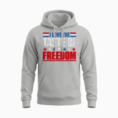 I Love the Taste of Freedom Couple Matching Patriotic Fourth Unisex Hoodie - Ash