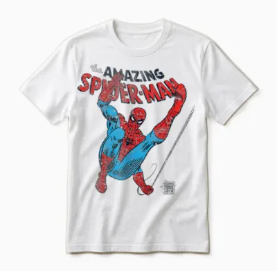 Marvel Spider-Man Retro Web Slinger T-Shirt, White Unisex T-Shirt - White