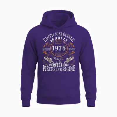 Birthday 48 Years Man Woman Humour 1976 T-Shirt, Black, S Unisex Hoodie - Purple
