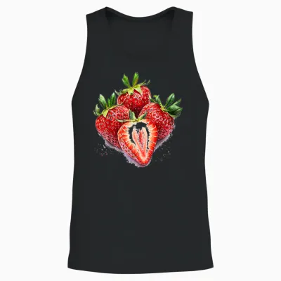 Erdbeere Obst Motiv Aquarell Kunstwerk Erdbeere Unisex Tank Top - Black