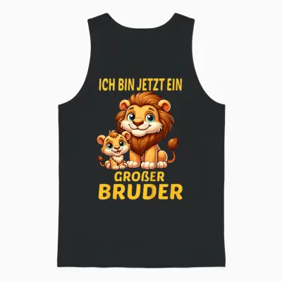 Children's T-Shirt with German Text "ich Bin Jetzt Ein Großer Bruder Löwe" [german Unisex Tank Top - Black