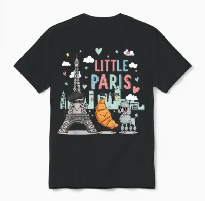 Little Paris Eiffel Tower Travel Souvenir Children's Unisex T-Shirt - Black