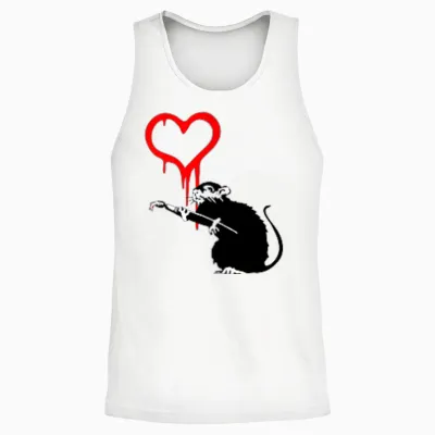 Banksy Papl2173 Love Rat Graffiti Modern Graphic Art Bekleidung Unisex Tank Top - White