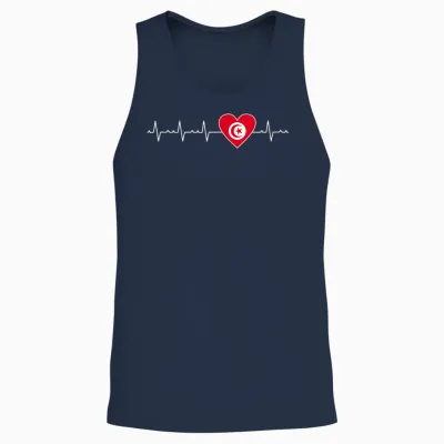 Drapeau Tunisien Battement De Cœur Fière Tunisie Homme Femme Unisex Tank Top - Navy