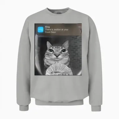 Ring Cat with Motion Meme T-Shirt for Men Women Kids Unisex Sweatshirt - Ash