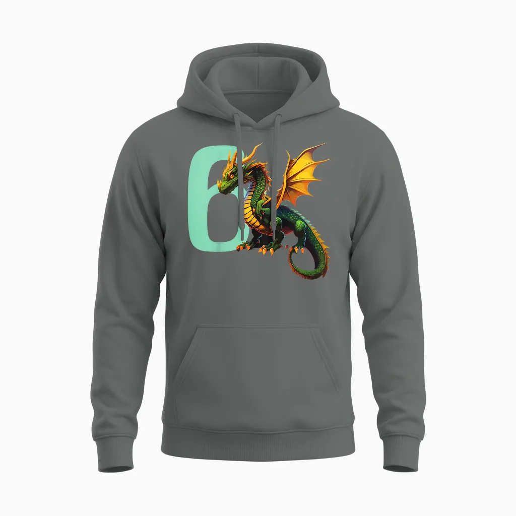 Kinder Geburtstag Drache 6 Jahre Junge Drachen Zahl Alter Unisex Hoodie in Graphite Heather