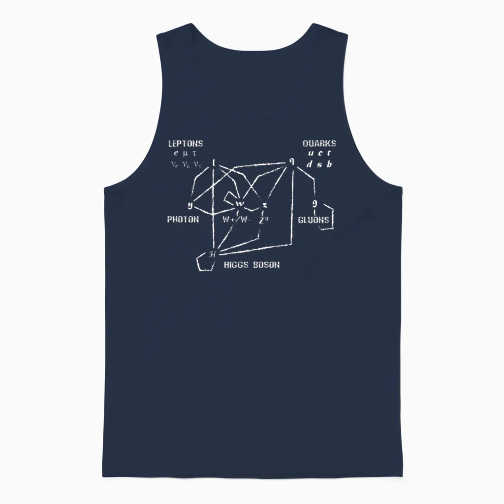 Higgs Boson Quarks Unisex Tank Top in Navy