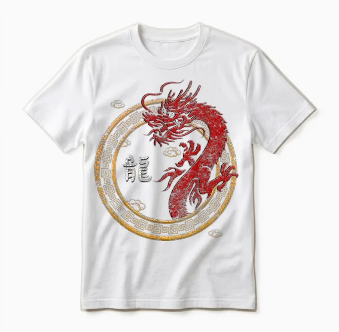 Chinesischer Drache China Fan Chinesisches Zeichen Symbole Unisex T-Shirt in White