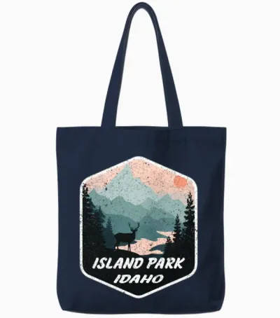 Island Park Idaho Id Mountains Hike Hiking Tote Bags - Navy