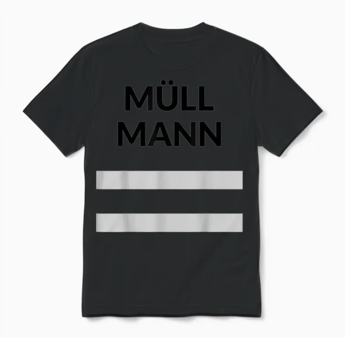 Müllmann Costume Rubbish Driver Trash Collection Fancy Dress Children's Men's T-Shirt, Orange Unisex T-Shirt in Black