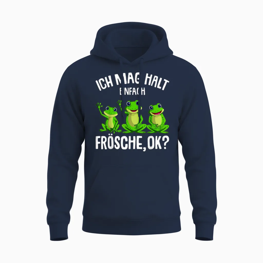 Frosch Ich Mag Halt Frösche Damen Mädchen Kinder Unisex Hoodie in Navy