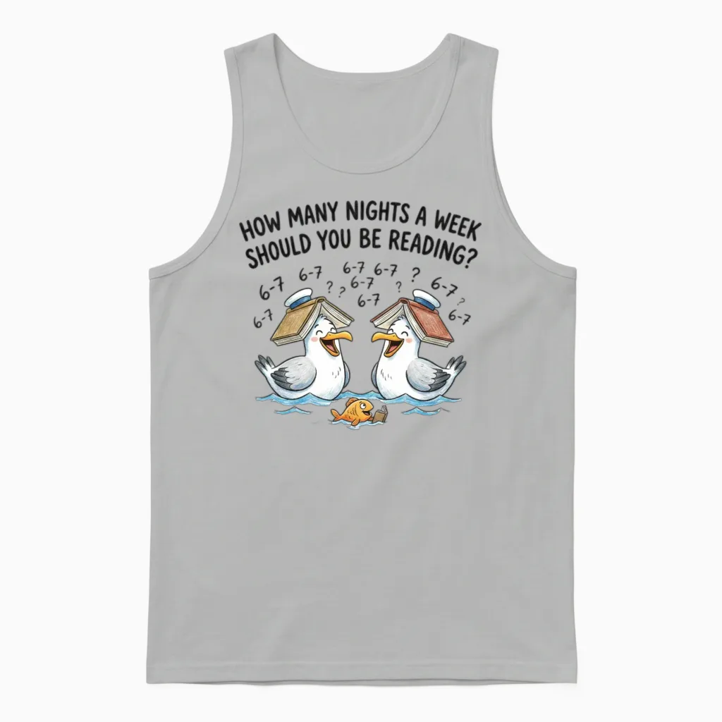Seagull Book Club Duo Books & Reading Gift Unisex Tank Top in Ash