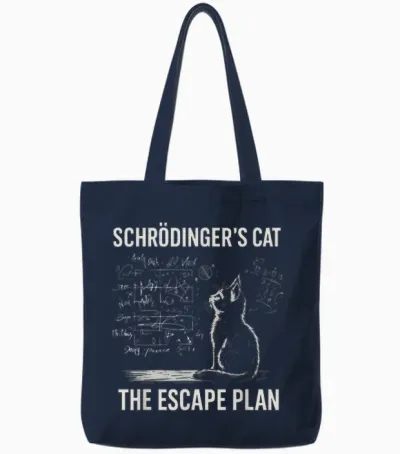 Schrödinger Cat Physical Escape Plan Funny Tote Bags - Navy
