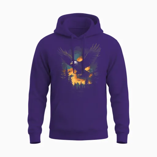 Eagle Forest Animal Wildlife Unisex Hoodie in Purple
