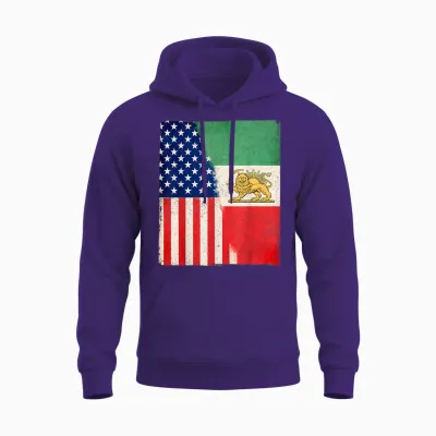 Persian American Flag Usa Persia Roots Heritage Unisex Hoodie - Purple