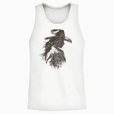 Western Aesthetic Vintage Cowgirl Rustic Country Graphic T-Shirt, Grey, S Unisex Tank Top - White
