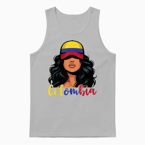 Colombian Girl Colombia Proud Flag Colombia Women T-Shirt, Black, S Unisex Tank Top in Ash