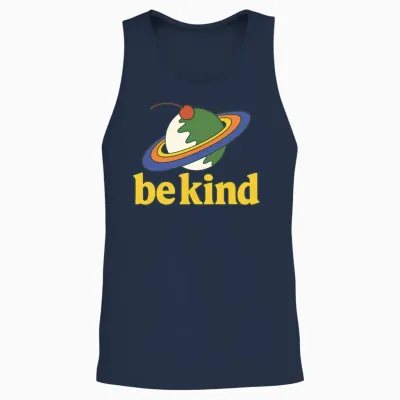 Retro Planet Be Kind Unisex Tank Top - Navy