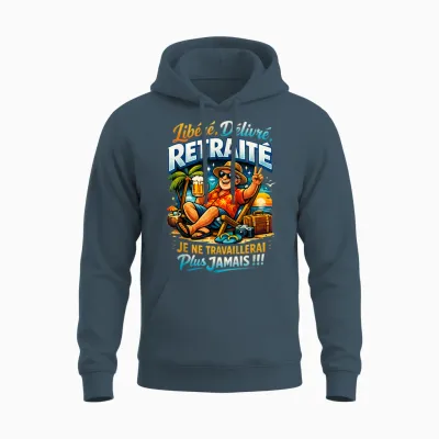 Cadeau Départ Retraite Homme Original Humour Libéré Délivré Unisex Hoodie - Dark Heather