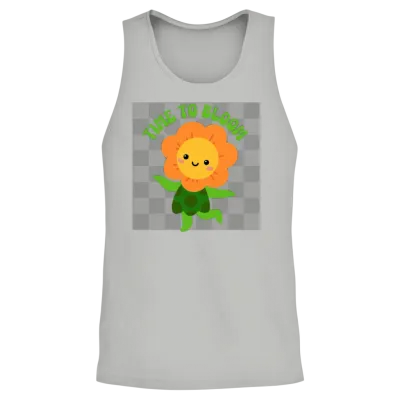 Time to Bloom: Floral Print Design Unisex Tank Top - Ash