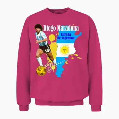 Diego Maradona 005 Back Printed T-Shirt, Black, S Unisex Sweatshirt - Heliconia