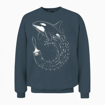 Whale Wave Inkbrush Unisex Sweatshirt - Dark Heather